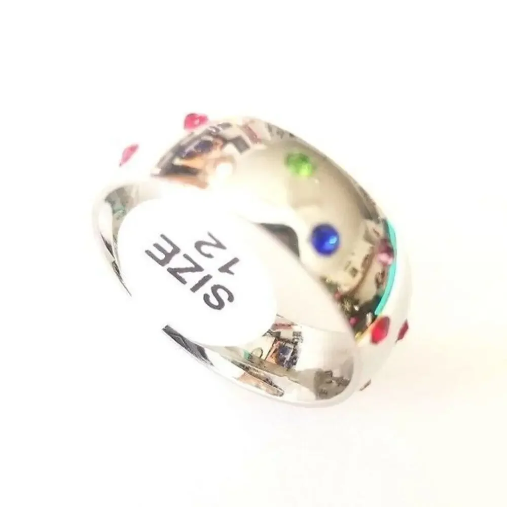 Men’s 316L stainless steel gay pride rainbow band ring size‎ 11